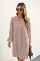 1 x RAW Customer Returns ANFTFH Women s V-neck Ruffle Shirt Dress Plain Casual Dress Long Sleeve Casual Dresses T-shirt Dresses Party Dresses Light Pink S - RRP €35.99