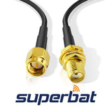 1 x RAW Customer Returns Superbat WLAN antenna extension cable 10m, 2 pieces SMA male to SMA female bulkhead cable, low-loss RG174 coaxial cable for 4G LTE, 5G modem, router, WIFI antenna, ham radio GPS WiFi - RRP €20.15