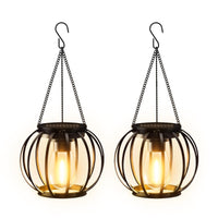 1 x RAW Customer Returns BUCASA Solar Lamps for Outdoor Hanging, 2 Pack Metal Solar Lanterns for Outdoors with Large LED Bulb, IP65 Waterproof Solar Lights Garden Decoration with Hook and Chain for Patio Lawn Balcony Yard - RRP €30.99