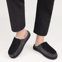 1 x RAW Customer Returns ONCAI slippers men comfort plush slippers stripes orthopedic slippers warm fluffy corduroy slippers with memory foam non-slip rubber sole black size 45 - RRP €60.0