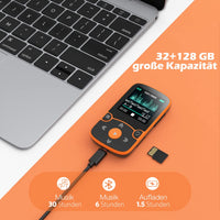 1 x RAW Customer Returns AGPTEK MP3 Player Bluetooth 5.0 Sport 32GB with 1.5 inch TFT color screen, mini music player with clip, supports up to 128GB TF card, with independent volume button, orange - RRP €39.99