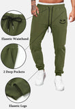 1 x RAW Customer Returns Meilicloth Men s Jogging Bottoms Men s Casual Trousers Cotton Long with Drawstring Print Sweatpants Men with Pockets Regular Fit Green M - RRP €28.22