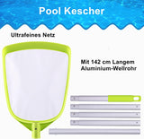 1 x RAW Customer Returns GSTgp pool net pool skimmer pool cleaning net with rod 142cm long corrugated tube made of aluminum ultra-fine mesh  - RRP €23.59