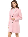 1 x RAW Customer Returns Allegra K Women s Wool Coat Long Sleeve Winter Coat Lapel Button Down Trench Coat Outwear Pink XS - RRP €55.28