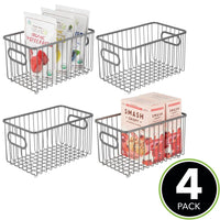 1 x RAW Customer Returns mDesign set of 4 metal kitchen baskets flexible storage basket for the kitchen, pantry etc. compact and universal wire basket with handles grey - RRP €41.99