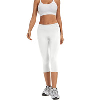 7 x Brand New adorence leggings women 3 4, capri leggings women with pocket, sports pants women 3 4 yoga pants, high waist, opaque -white, XS - RRP €172.06