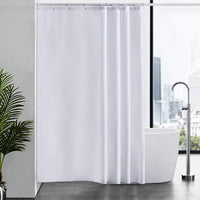 1 x RAW Customer Returns Furlinic shower curtain for bathtub and shower in bathroom, textile bath curtain anti-mold made of fabric, washable, waterproof, white with 12 rings 180x210cm. - RRP €17.83