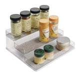 1 x RAW Customer Returns mDesign spice rack for kitchen cupboard practical storage option for keeping the kitchen tidy 3 levels, transparent metallic - RRP €21.41