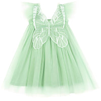 1 x Brand New AGQT Baby Girls Tulle Tutu Dress Sleeveless Butterfly Back Princess Dress Flower Girl Dresses Wedding Birthday Party Dress Christening Dress Light Green Size 6-12 Months - RRP €30.24