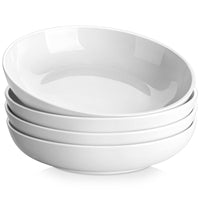 1 x RAW Customer Returns MALACASA, Regular Series, 4-piece pasta plate, soup plate, cream white porcelain salad plate, serving plate, deep plate for spaghetti, large soup bowl for pasta, soup, salad, fruit, 1680 ml - RRP €42.99