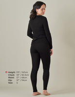 1 x RAW Customer Returns LAPASA Merino Wool Thermal Underwear Set Women, Merino Wool Warm Undershirt Long Sleeve Shirt Thermal Underpants Leggings L58 , Black Warm , S - RRP €79.99