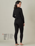 1 x RAW Customer Returns LAPASA Merino Wool Thermal Underwear Set Women, Merino Wool Warm Undershirt Long Sleeve Shirt Thermal Underpants Leggings L58 , Black Warm , S - RRP €79.99