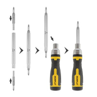 1 x RAW Customer Returns Gunpla 16 in 1 ratchet screwdriver set ratchet screwdriver bit holder 72 teeth with 7 double-ended bits and extension rod screwdriver with bits in the handle - RRP €12.88