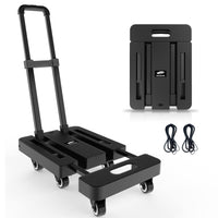 1 x RAW Customer Returns SOLEJAZZ Folding Hand Cart Truck Portable Cargo Moving Cart 500lb Cart with 6 Wheels and 2 Bungee Cords for Luggage Travel Moving Moving Shopping Office Use Black - RRP €46.63