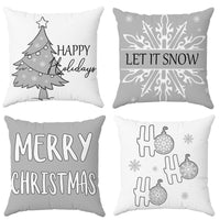 1 x RAW Customer Returns Hangood 4 pieces cushion cover Christmas decoration cushion cover decorative throw pillows sofa cushion cover for sofa bedroom grey white tree snowflake snowman 50 x 50 - RRP €19.15