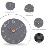 1 x RAW Customer Returns MeYuxg Wooden Wall Clock Without Ticking Noise, Silent Modern 30cm Quartz Large Battery Operated Wall Clock, for Room Home Kitchen Bedroom Office School Gray  - RRP €19.15