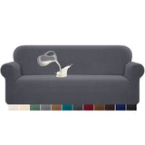 1 x RAW Customer Returns Granbest Stretch Sofa Cover in Spandex Jacquard with Non-Slip Foam 1 Piece 4 Seater Gray - RRP €54.99