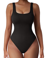 1 x RAW Customer Returns OMKAGI Bodysuit Ribbed Shapewear Women s Tummy Control Strong Shaping Sculpting Sleeveless Seamless Yoga Jumpsuit Thong Bodysuits Figure Shaping Body Shape L, Black-02  - RRP €22.99