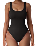 1 x RAW Customer Returns OMKAGI Bodysuit Ribbed Shapewear Damen Bauchweg Stark Formend Sculpting Sleeveless Seamless Yoga Jumpsuit Thong Bodysuits Figure Shaping Body Shape XL, Schwarz-02  - RRP €26.21