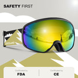 1 x RAW Customer Returns Odoland OTG Ski Goggles for Kids, UV Protection and Anti-Fog Lens for Children and Youth, Double Spherical Lens Snowboard Goggles Perfect for Skating Skiing Snowboarding for Boys and Girls BL - RRP €23.8