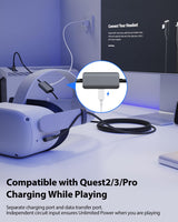 1 x RAW Customer Returns Stouchi Link Cable 5m Compatible with Meta Oculus Quest3 Quest2 Pro PICO 4, Separate charging port for power supply, High speed USB3 data transfer cable from Type A to C Gaming PC - RRP €31.99