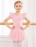 1 x RAW Customer Returns trudge Girls Ballet Clothes Short Sleeve Cotton Dress Leotard Dance Costume Bodysuit with Tutu Skirt - RRP €21.24