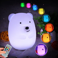 1 x RAW Customer Returns Glinrui Bear Night Light for Children - 9 Colors Bedside Lamp Children s Room Lamp Portable Silicone Night Lamp Room Decoration - Time Setting Light Intensity Adjustable - Medium Light Flux 30.8 Lumens  - RRP €22.2