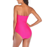 1 x RAW Customer Returns Smismivo Strapless One Piece Women s Swimsuit with Bandeau Retro Tummy Control Swimsuit for Women Vintage Ruched One Piece Swimwear Swimsuit Pink L - RRP €37.99