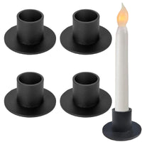 1 x Brand New Pack of 4 black candlesticks, retro candle holders, candlestick decoration for home for candlelight dinner, living room, dining room and bedroom decoration, fireplace decoration - RRP €12.98