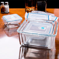 2 x RAW Customer Returns HUSANMP Set of 4 extra large glass food storage containers with lids, glass containers with lids, glass storage containers, BPA-free. - RRP €84.7