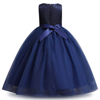 1 x RAW Customer Returns IMEKIS Flower Girl Dress Sleeveless Floral Lace Bridesmaid Dress Princess Wedding Party Tulle Dress Kids A-Line Birthday Pageant Long Ball Gown Navy Blue 13-14 Years - RRP €35.68