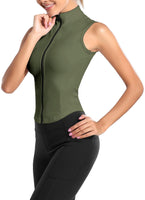 1 x RAW Customer Returns FEOYA Slim Fit Full Zip Sports Vest for Women Workout Gym Crop Tops Sleeveless Yoga Running Tank Tops Skinny Sport Gym Vest Top Women s Quick-Drying Sporty Sleeveless Shirts Fitness Top Green M - RRP €25.98