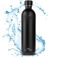 1 x RAW Customer Returns MATE OF STEEL 100 plastic-free 1000ml stainless steel bottle Compatible with Sodastream Easy DUO - Dishwasher safe 1 liter metal drinking bottle Soda bottles replacement bottles Black, 1.0L  - RRP €30.24