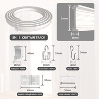 1 x RAW Customer Returns EFUTURETIME Curved Curtain Track 5 Meters Flexible ABS Curtain Track Ceiling Curtain Tracks Accessories for Curtain Hanging Room Divider Room Balcony Office Hotel White - RRP €30.47