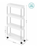 1 x RAW Customer Returns SONGMICS trolley, kitchen trolley with 4 levels, kitchen shelf, niche shelf on wheels, bathroom shelf, space saving, 12.5 x 40 x 88 cm, white KSC08WT - RRP €23.59