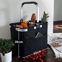 1 x RAW Customer Returns Pynhoklm Shopping Basket 30L Foldable Picnic Basket Folding Basket Shopping Bag with Aluminum Handle Stable Large Shopping Baskets Carry Bag for Work Travel Shopping - RRP €32.99