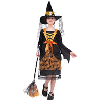 5 x Brand New ZUCOS Children s Witch Costume with Lights Halloween Girls Costume Carnival Cosplay Costumes Princess Dress with Witch Broom and Hat Black, 10-12 Years  - RRP €99.95