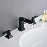 1 x RAW Customer Returns Faucet Bathroom Black 3 Hole Bathroom Faucet Waterfall Waterfall Washbasin Faucet Mixer Tap with 2 Handles - RRP €79.66