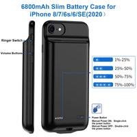 1 x RAW Customer Returns JUBOTY 6800mAh Battery Case for iPhone 6 6S 7 8 SE 2020 SE 2022, High Capacity Portable Charging Case, Extended Battery, Rechargeable Phone Battery Charger Cases, 4.7 inch Black  - RRP €28.22