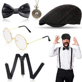 16 x Brand New Yuragim 20s men s accessories, 1920s men s accessories, 20s accessories men s set with panama hat, vintage pocket watch, glasses, 1920s costume accessory set for masquerade carnival costumes - RRP €225.76