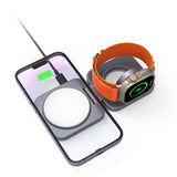 1 x RAW Customer Returns LULULOOK Aluminum 2 in 1 Foldable Wireless Charging Station, Magnetic Wireless Charger for iPhone 15 14 13 Pro Max, 5W Fast Charging for Apple Watch Ultra 2, AirPods, Multiple Devices Grey  - RRP €50.41