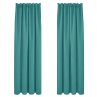 1 x RAW Customer Returns Deconovo Curtain Opaque Ruffle Tape Curtain Thermal Curtain Cold Protection Blackout, 240x140cm HeightxWidth , Turquoise, Set of 2 - RRP €32.9