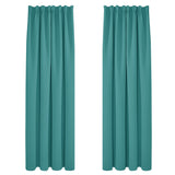 1 x RAW Customer Returns Deconovo Curtain Opaque Ruffle Tape Curtain Thermal Curtain Cold Protection Blackout, 240x140cm HeightxWidth , Turquoise, Set of 2 - RRP €32.9