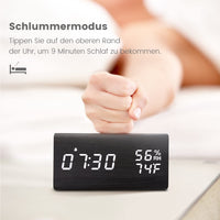 1 x RAW Customer Returns aboveClock Digital alarm clock, digital alarm clock wood, USB operated bedside alarm clock with clear LED display, digital clock table clock with dimmable brightness, memory function, snooze mode, temperature - RRP €18.83