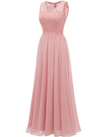 1 x RAW Customer Returns DRESSTELLS Women s Evening Dress Floor Length Elegant for Wedding Chiffon Bridesmaid Dresses Lace Cocktail Dress Sleeveless Ball Gown Blush XL - RRP €62.99