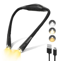 1 x RAW Customer Returns LEDBOKLI LED Reading Lamp Book Clamp Book Lamp Rechargeable 1100mAh Stepless Dimming 3000-6000K Neck Lamp Reading Lamp for Reading, Knitting, Repairing, Camping, Fishing, Cycling, Repair, Black - RRP €16.57