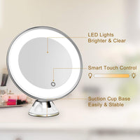 2 x Brand New FUNTOUCH makeup mirror with lighting, cosmetic mirror with 10x magnification and touch control, dimmable 360 swivel magnifying mirror shaving mirror - RRP €26.2