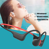 1 x RAW Customer Returns ESSONIO Bone Conduction Headphones with 16GB mp3 IPX8 Waterproof Bone Conduction Headphones 10 Hours of Use for Diving Running and Cycling Black-Red  - RRP €191.59