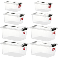 1 x RAW Customer Returns Greentainer set of 8 toy organizer storage boxes with lid and handle, stackable plastic box with plastic clips for clothes, kitchen, books, office, BPA free various sizes transparent - RRP €52.26