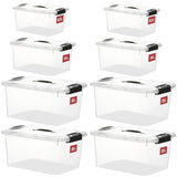 1 x RAW Customer Returns Greentainer Set of 8 toy organizer storage boxes with lid and handle, stackable plastic box with plastic clips for clothing, kitchen, books, office, BPA free, various sizes, transparent - RRP €56.99